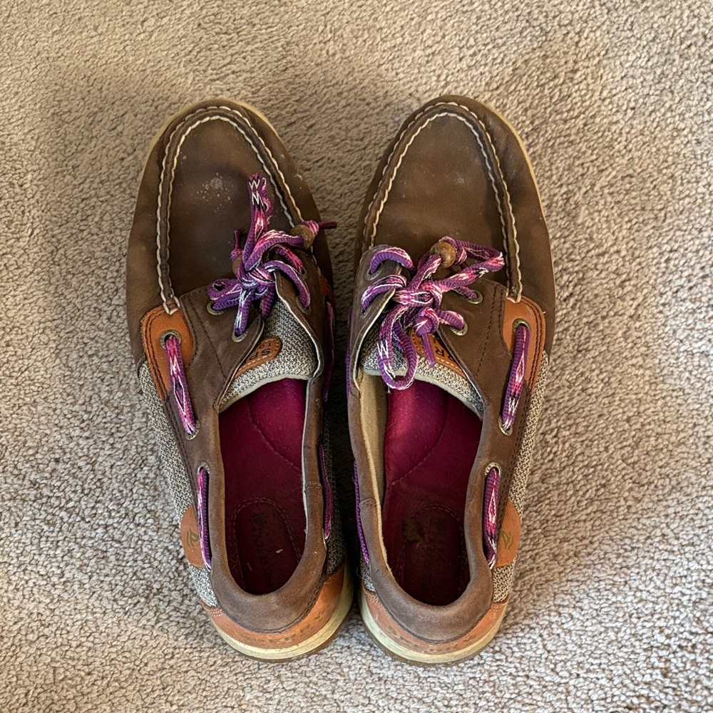 Sperry Brown and Purple Flats